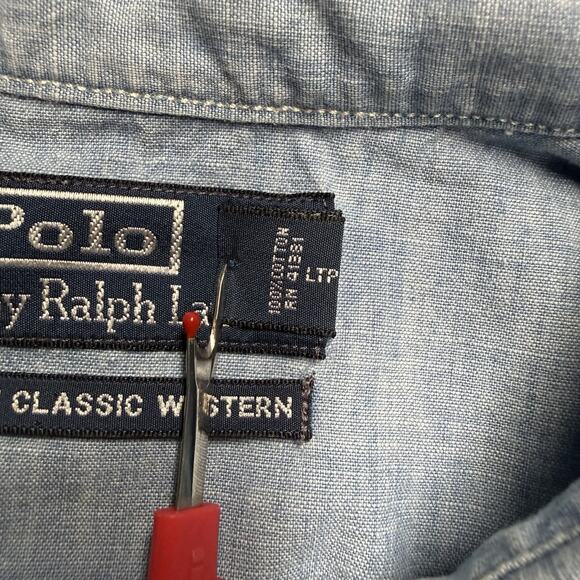 Polo Ralph Lauren New Classic Western Shirt Mens XXL 2XL Blue Chambray Vtg 90's - Picture 3 of 10